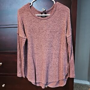 Bobeau Women's Heathered Mauve Long Sleeve Tunic